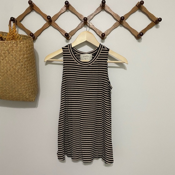 Anthropologie Puella Black and Cream Striped Sleeveless Top - Picture 1 of 4